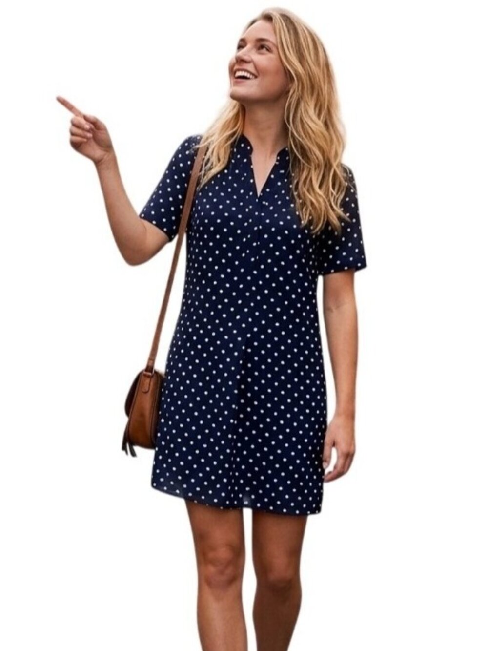 Cupcakes & Cashmere Polka Dot Shift Dress S Navy White Pockets Timeless Nautical
